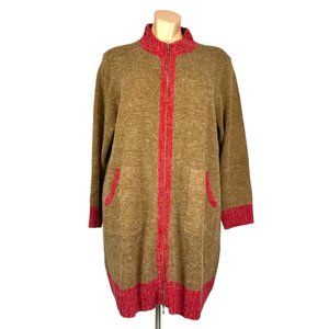 Linea Leisure by Louis Dell Olio Brown Red Double Zip Long Cardigan size 3X